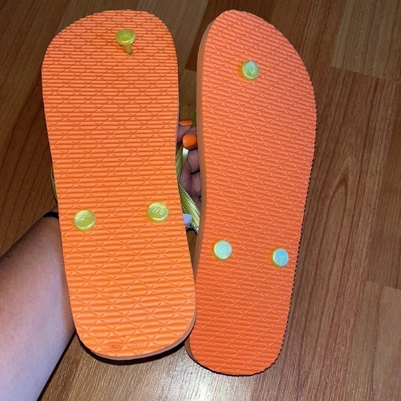 Juncture women’s The Beach is my Happy Place Rubber FlipFlops Orange Size 7/8 - Picture 5 of 5